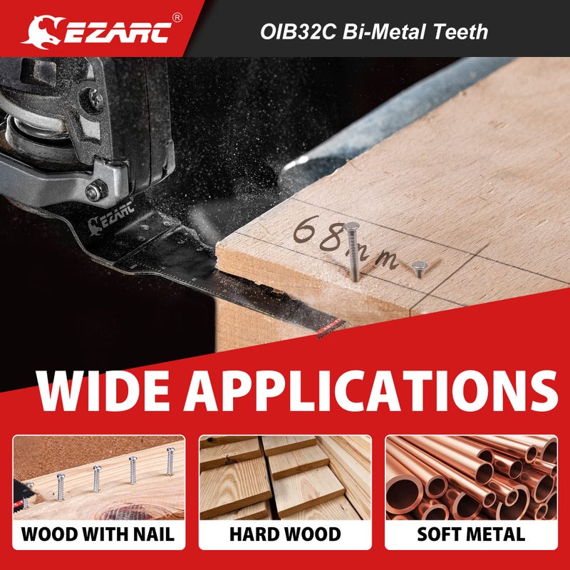 EZARC Oscillating Saw Blades - 10 PCS Extra-Long Reach Arc Edge Multitool with Japanese Teeth  CRV and Bi-Metal Clean Cut for Wood Metal  Universal Quick Release Tool Kits - Image 5